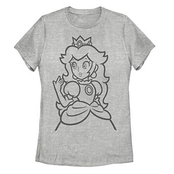 Juniors' Nintendo Super Mario Peach Simple Outline Graphic Tee