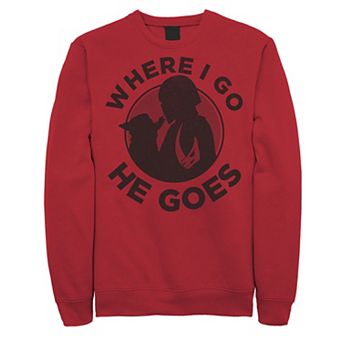 Men's Star Wars The Mandalorian Where I Go He Goes Silhouette Portrait Sweatshirt