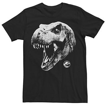Men's Jurassic World T-Rex Greyscale Head Shot Tee