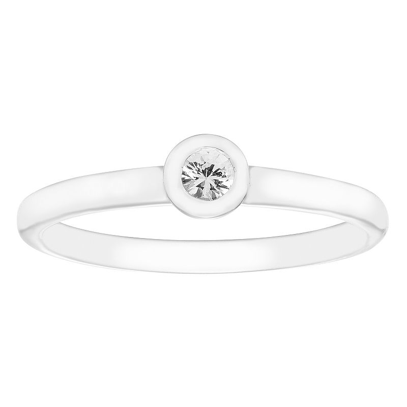 Boston Bay Diamonds Sterling Silver Bezel Set White Sapphire Stack Ring, Wo