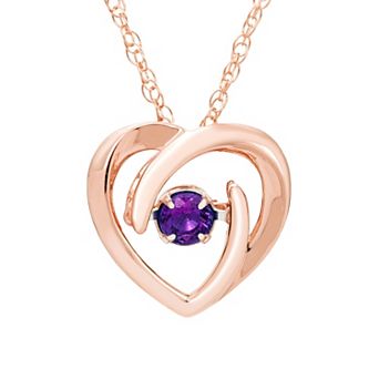 Boston Bay Diamonds Brilliance in Motion 14k Rose Gold Over Silver Amethyst Dancing Gemstone Heart Pendant