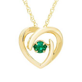 Boston Bay Diamonds Brilliance in Motion 14k Gold Over Silver Lab-Created Emerald Dancing Gemstone Heart Pendant