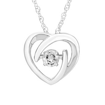 Boston Bay Diamonds Brilliance in Motion Sterling Silver Lab-Created White Sapphire Dancing Gemstone Heart Pendant