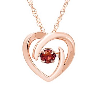 Boston Bay Diamonds Brilliance in Motion 14k Rose Gold Over Silver Garnet Dancing Gemstone Heart Pendant