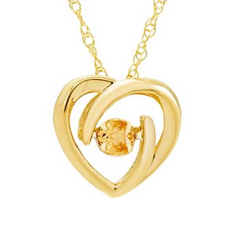 Boston Bay Diamonds Brilliance in Motion 14k Gold Over Silver Citrine Dancing Gemstone Heart Pendant