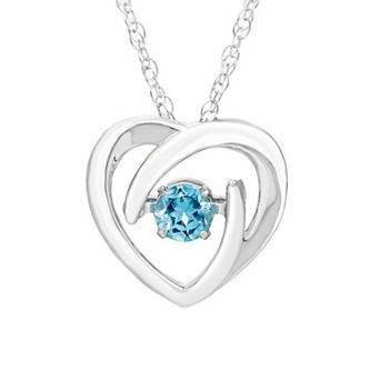 Boston Bay Diamonds Brilliance in Motion Sterling Silver Blue Topaz Dancing Gemstone Heart Pendant