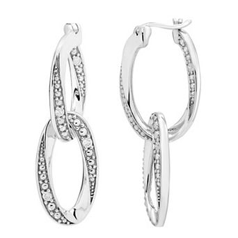 Boston Bay Diamonds Sterling Silver 1/10 Carat T.W. Diamond Twisted Chain Hoop Earrings