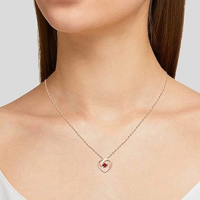 Boston Bay Diamonds Brilliance in Motion 14k Rose Gold Over Silver Lab-Created Ruby Dancing Gemstone Heart Pendant