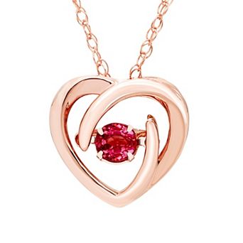 Boston Bay Diamonds Brilliance in Motion 14k Rose Gold Over Silver Pink Tourmaline Dancing Gemstone Heart Pendant