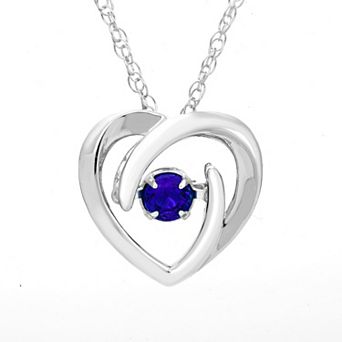 Boston Bay Diamonds Brilliance in Motion Sterling Silver Lab-Created Blue Sapphire Dancing Gemstone Heart Pendant