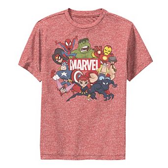 Boys 8-20 Marvel Avengers Cartoon Action Collage Group Shot Performance Graphic Tee