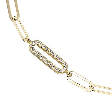 Classic Treasures Sterling Silver Cubic Zirconia Paper Clip Chain Link Bracelet
