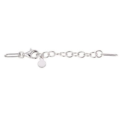 Sterling Silver Cubic Zirconia Paper Clip Chain Cross Bracelet
