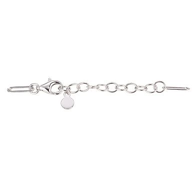 Classic Treasures Sterling Silver Cubic Zirconia Paper Clip Chain Cross Bracelet