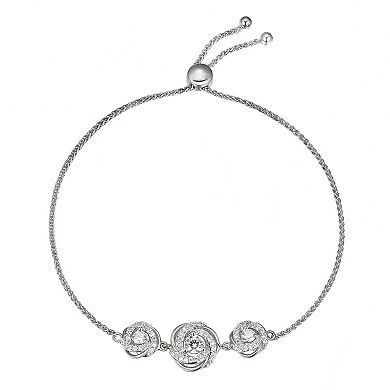 Classic Treasures Sterling Silver Cubic Zirconia Love Knot Stud Earrings & Adjustable Bracelet Set