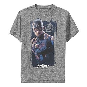 Boys 8-20 Marvel Avengers Endgame Captain America Logo Poster Performance Graphic Tee