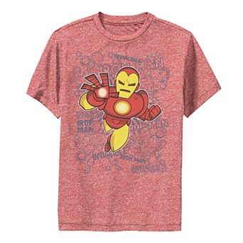 Boys 8-20 Marvel Iron Man Retro Portrait Sketch Background Performance Graphic Tee
