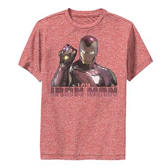 Boys 8-20 Marvel Avengers Endgame I Am Iron Man Movie Quote Portrait Performance Graphic Tee
