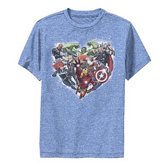 Boys 8-20 Marvel Avengers Heart Group Shot Valentine Performance Tee