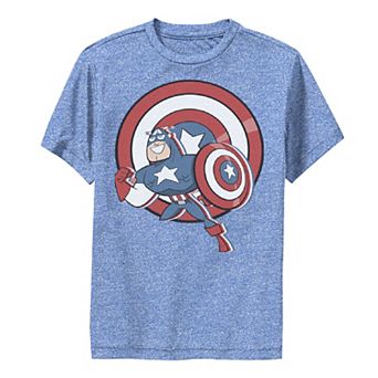 Boys 8-20 Marvel Captain America Retro Cartoon Shield Portrait Performance Graphic Tee
