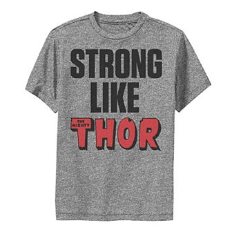 Boys 8-20 Marvel Thor Strong Like The Mighty Text Performance Graphic Tee