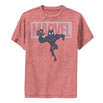 Boys 8-20 Marvel Black Panther Chibi Action Pose Logo Outline Performance Graphic Tee