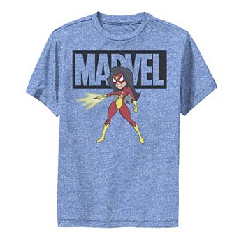 Boys 8-20 Marvel Spider-Woman Chibi Action Pose Logo Outline Performance Graphic Tee