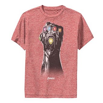 Boys 8-20 Marvel Avengers Endgame Infinity Stone Gauntlet Grey Scale Performance Graphic Tee