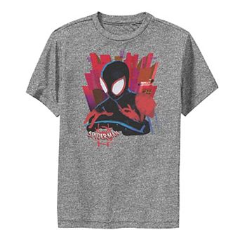 Boys 8-20 Marvel Spiderverse Dark Black Spider-Man Performance Graphic Tee