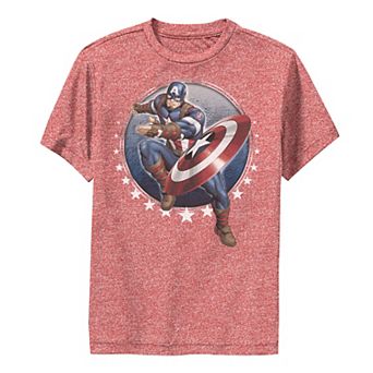Boys 8-20 Marvel Captain America Shield Throw Stars Performance Graphic Tee
