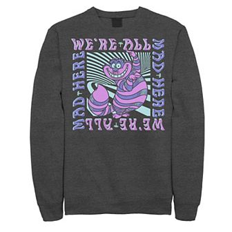 Disney's Alice In Wonderland Cheshire Cat Men's We're All Mad Box Up Sweatshirt