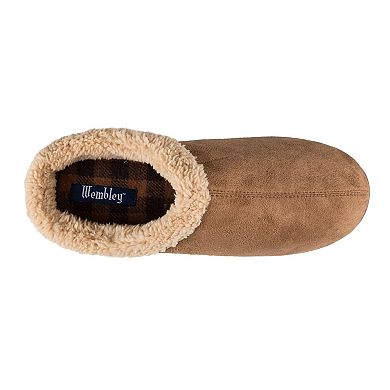 Men's Wembley Memory Foam Microsuede Clog Slippers with Fleece Trim