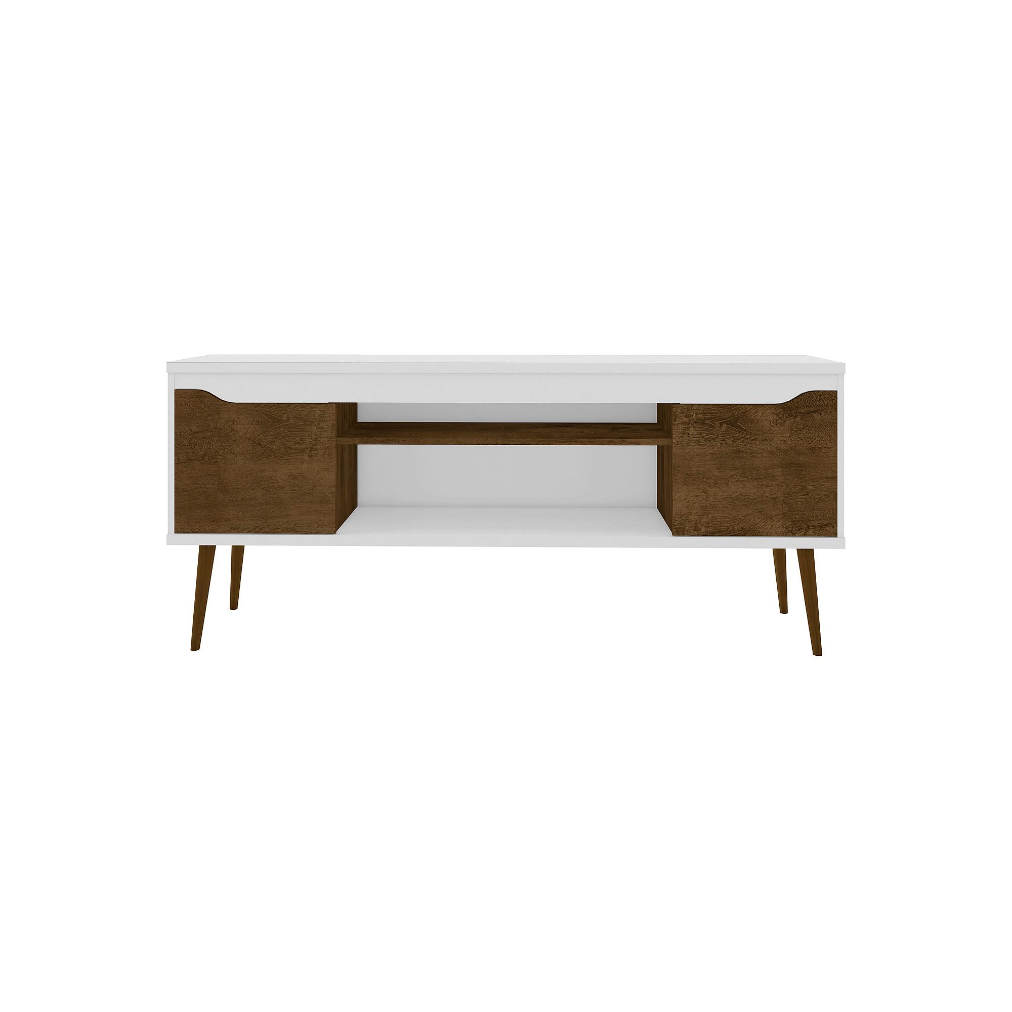 MANHATTAN COMFORT Bradley TV Stand, White Rustic Brown
