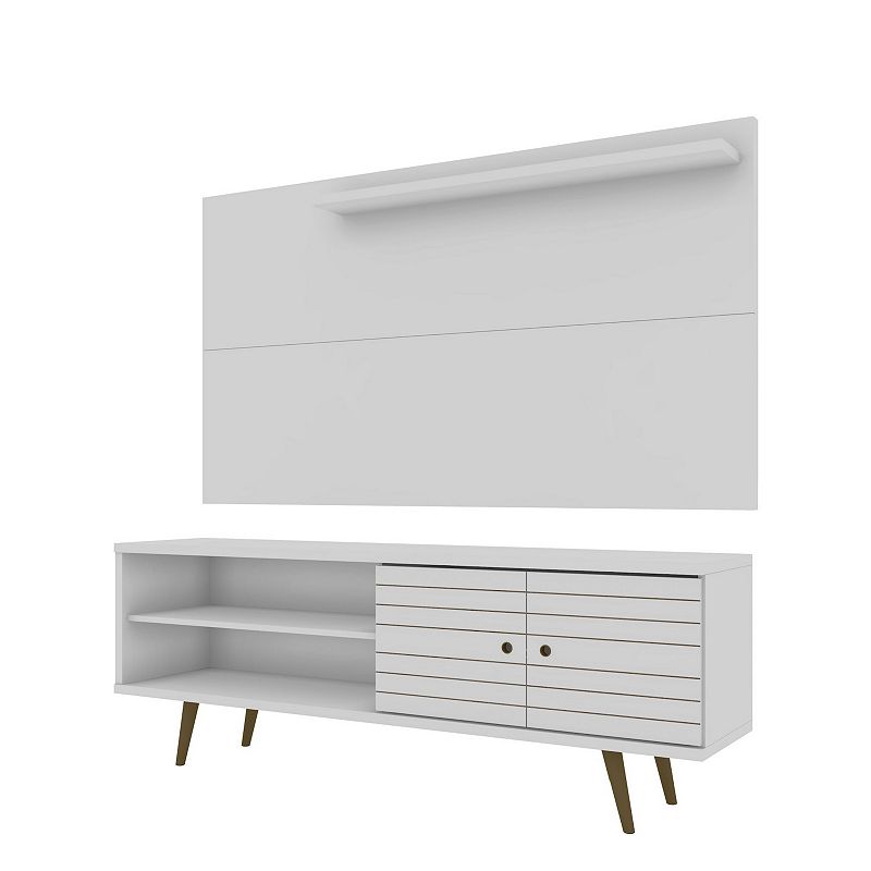 MANHATTAN COMFORT Liberty TV Stand and Wall Panel 2-piece Set, White