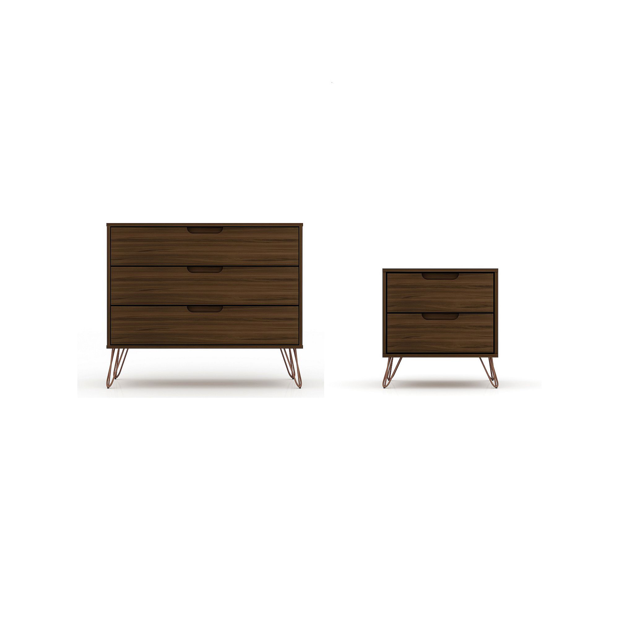 MANHATTAN COMFORT Rockefeller Dresser & Nightstand 2-piece Set, Brown
