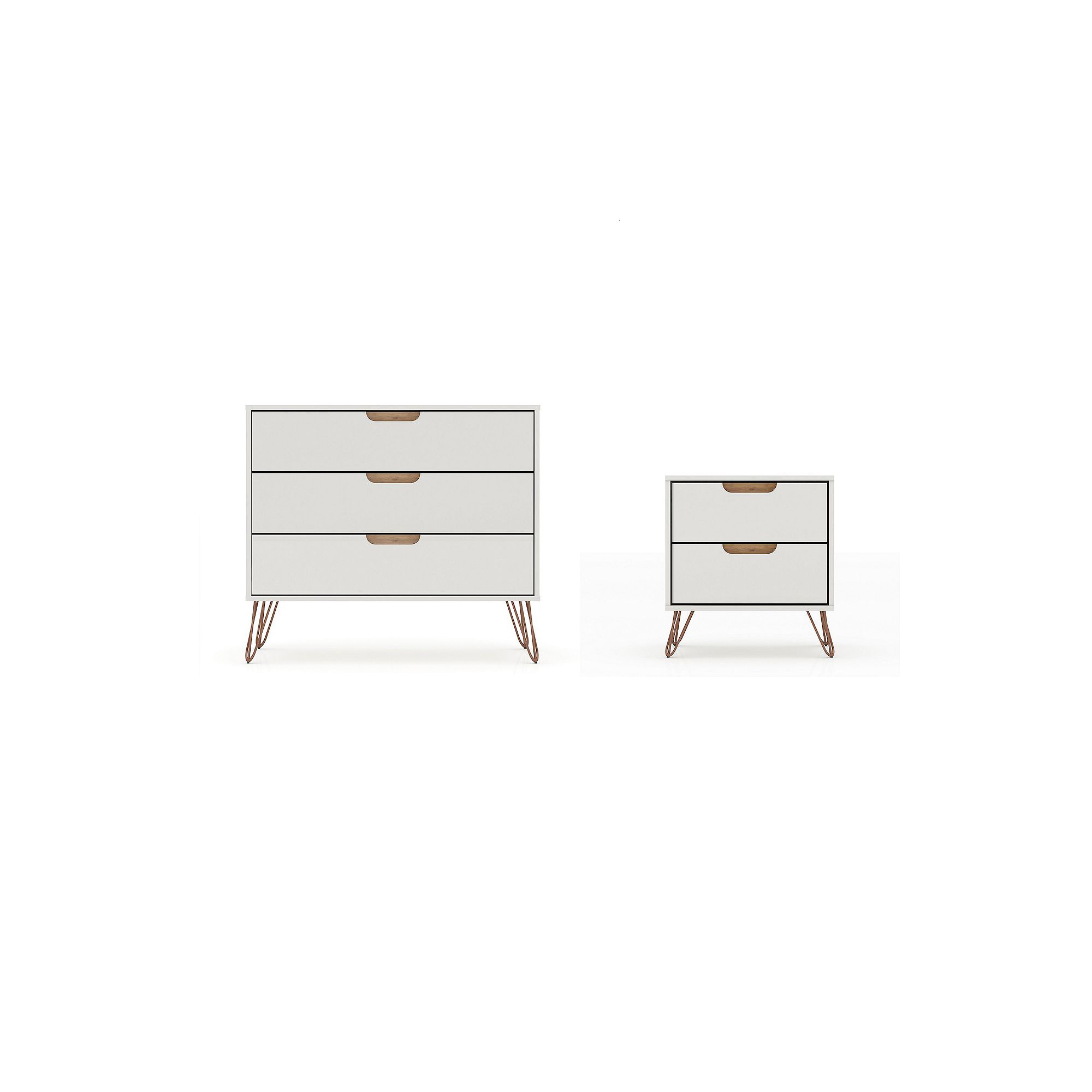 MANHATTAN COMFORT Rockefeller Dresser & Nightstand 2-piece Set, White Natur