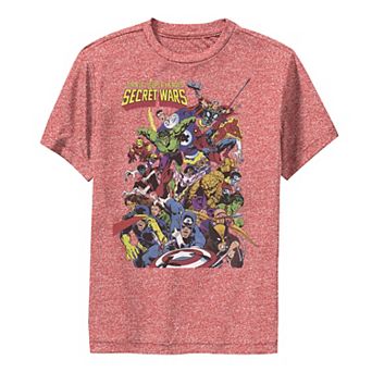 Boys 8-20 Marvel D23 Exclusive Secret Wars Franchise Hero Collage Performance Graphic Tee