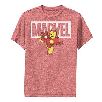 Boys 8-20 Marvel Iron Man Chibi Flying Logo Outline Performance Graphic Tee