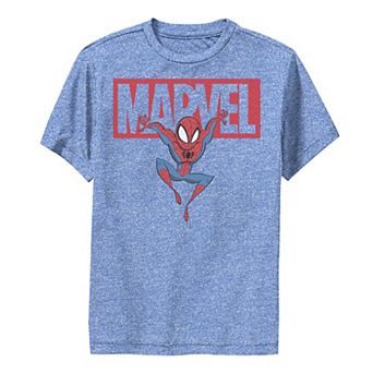 Boys 8-20 Marvel Spider-Man Chibi Action Pose Logo Outline Performance Graphic Tee