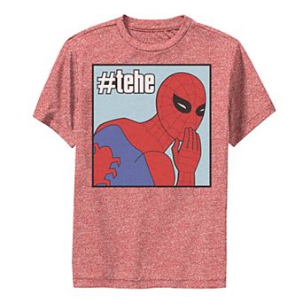 Boys 8-20 Marvel Spider-Man #tehe Laughing Vintage Portrait Panel Performance Graphic Tee