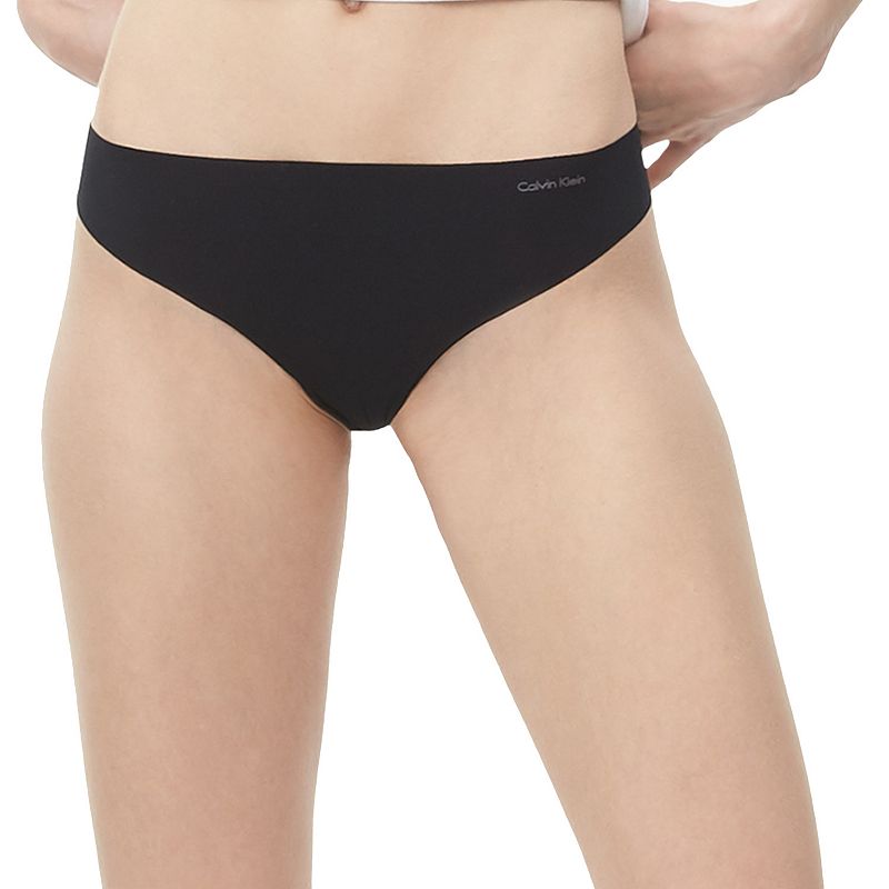Women's Calvin Klein Invisibles Thong Panty D3428, Size: Small, Black