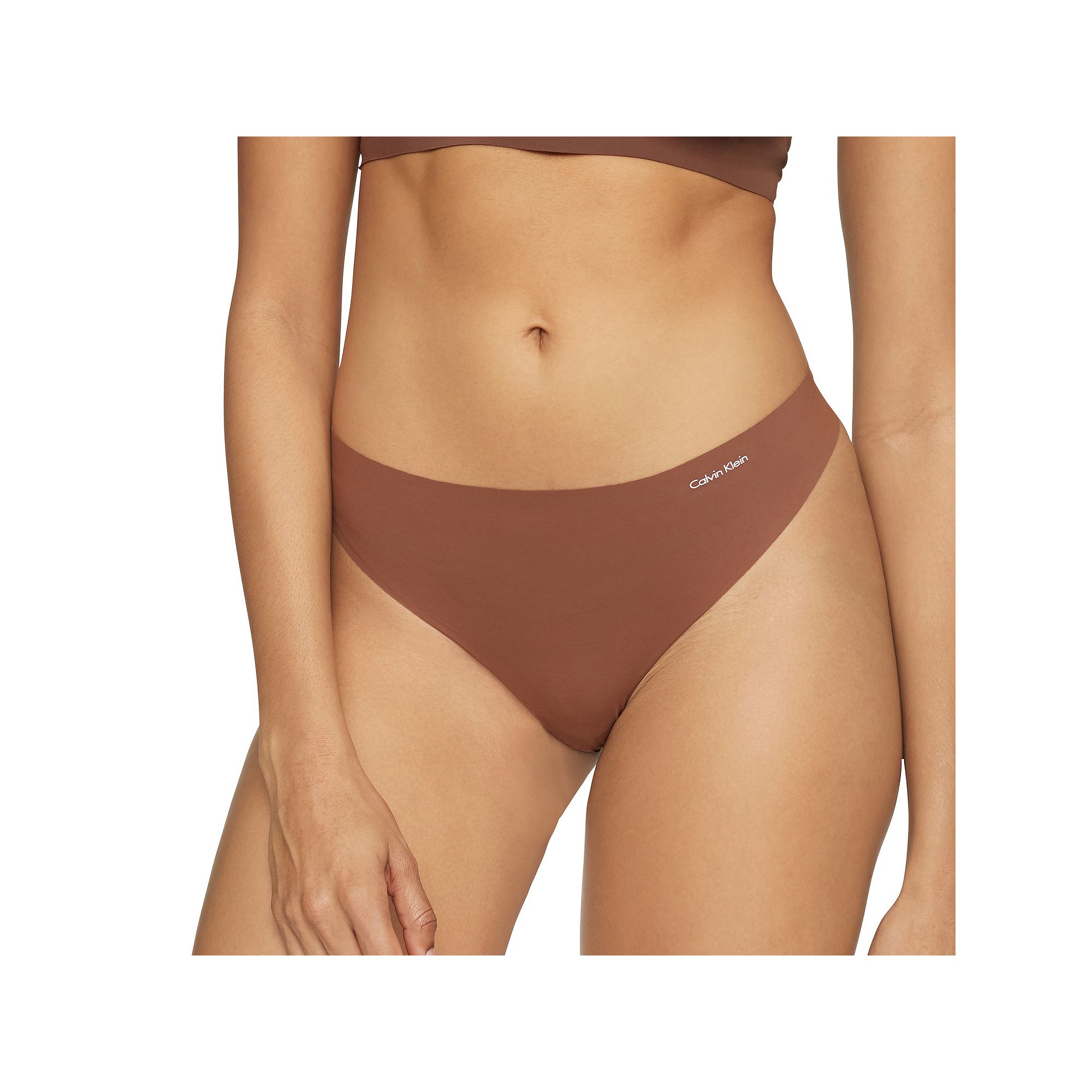 Womens Calvin Klein Invisibles Thong Panty D3428, Size: XL, Brown