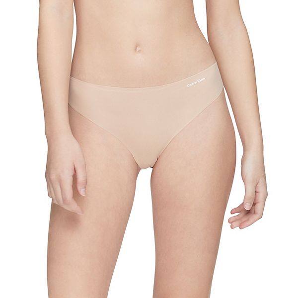 Calvin Klein Women's Invisibles Thong Underwear D3428 Beige Size X