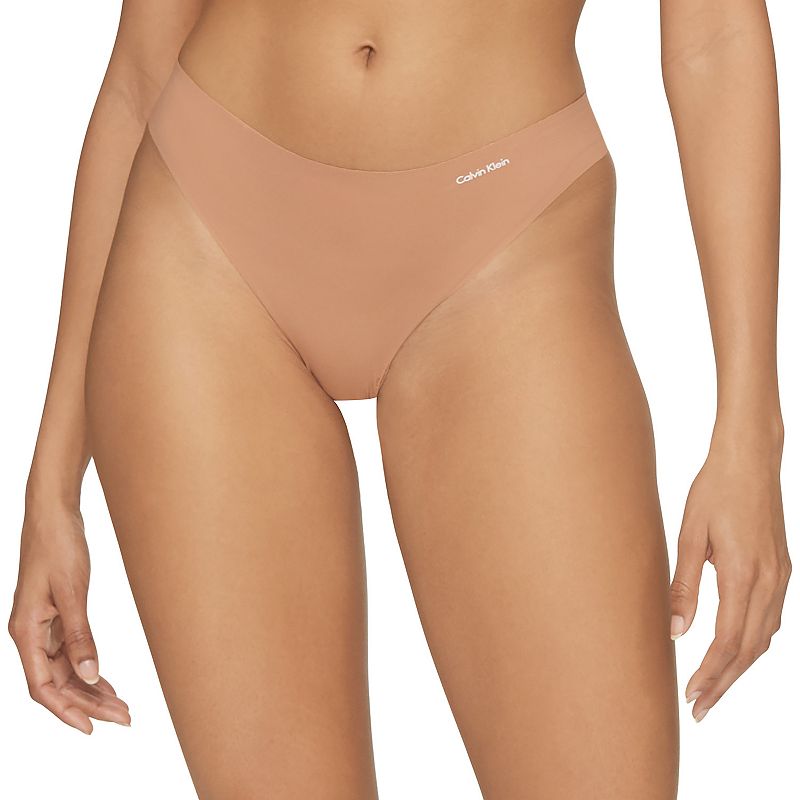 Womens Calvin Klein Invisibles Thong Panty D3428, Size: Medium, Lt Brown