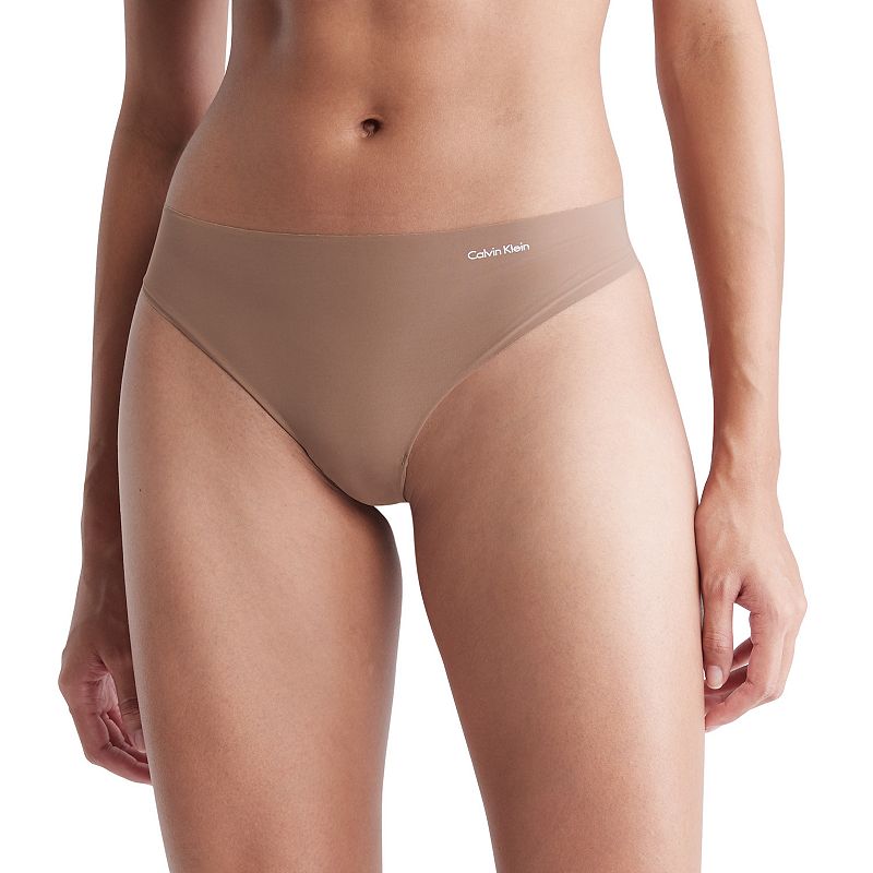 Womens Calvin Klein Invisibles Thong Panty D3428, Size: XS, Med Brown