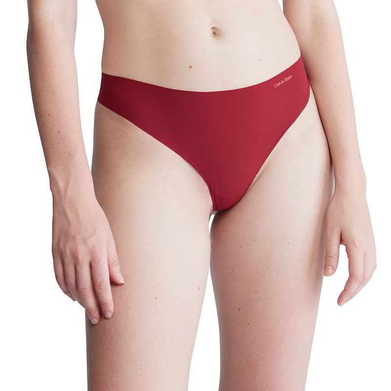 Womens Calvin Klein Invisibles Thong Panty D3428, Size: XS, Dark Red