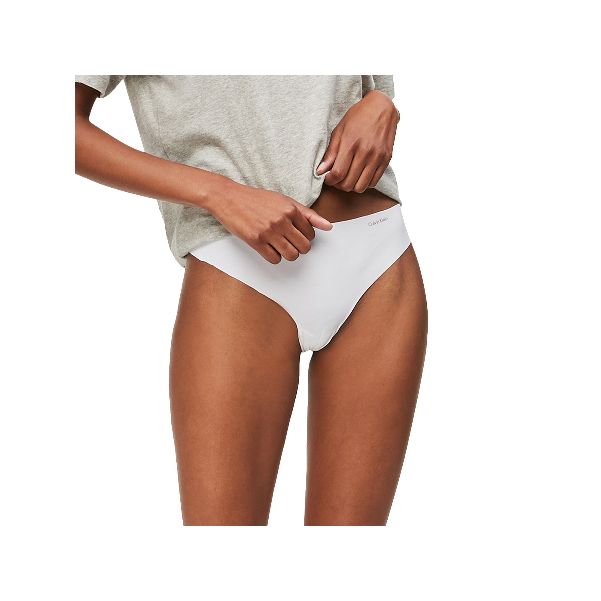 Womens Calvin Klein Invisibles Thong Panty D3428, Size: Medium, White