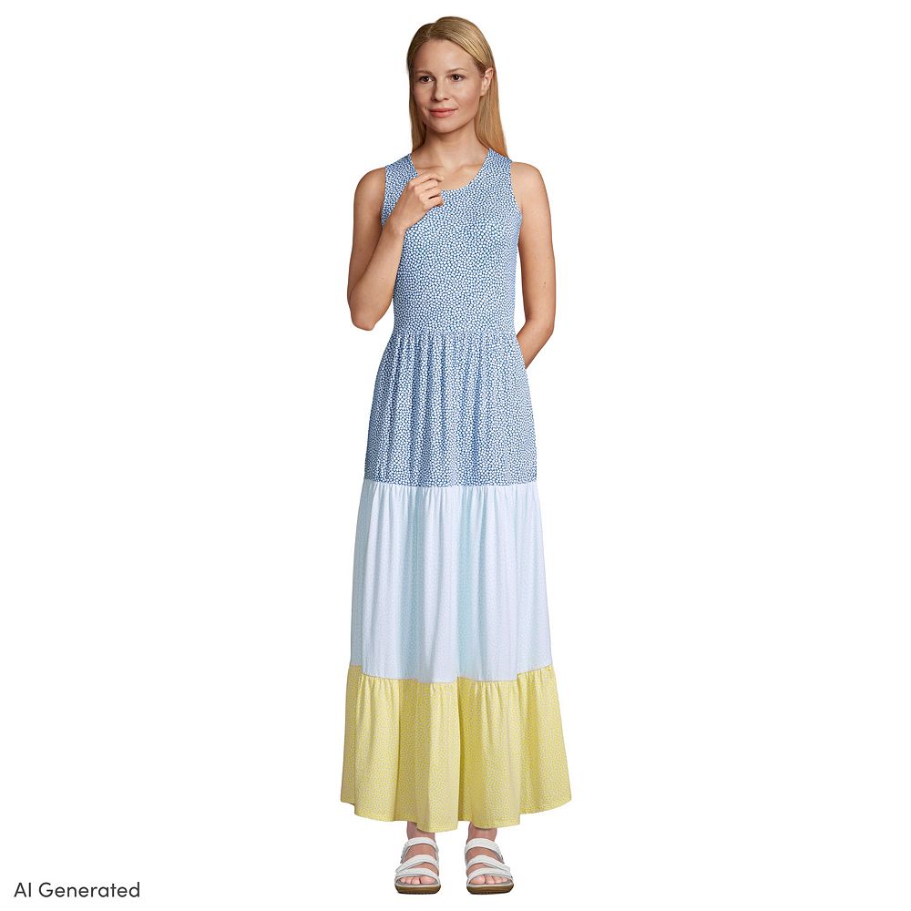 Women's Lands' End Tiered Sleeveless Maxi Dress