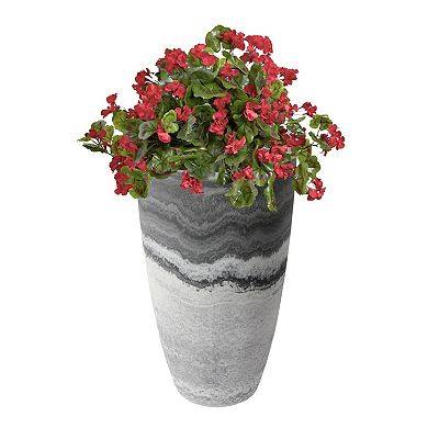 Algreen Acerra 12x20 Inch Curved Yard & Patio Vase Garden Planter, Marble Print