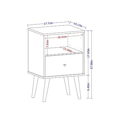 MANHATTAN COMFORT Liberty Mid-Century Modern Nightstand Table